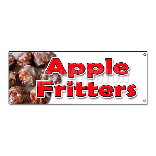 APPLE FRITTERS BANNER SIGN baker sweets pastries bakery apple cakes fried fruit
